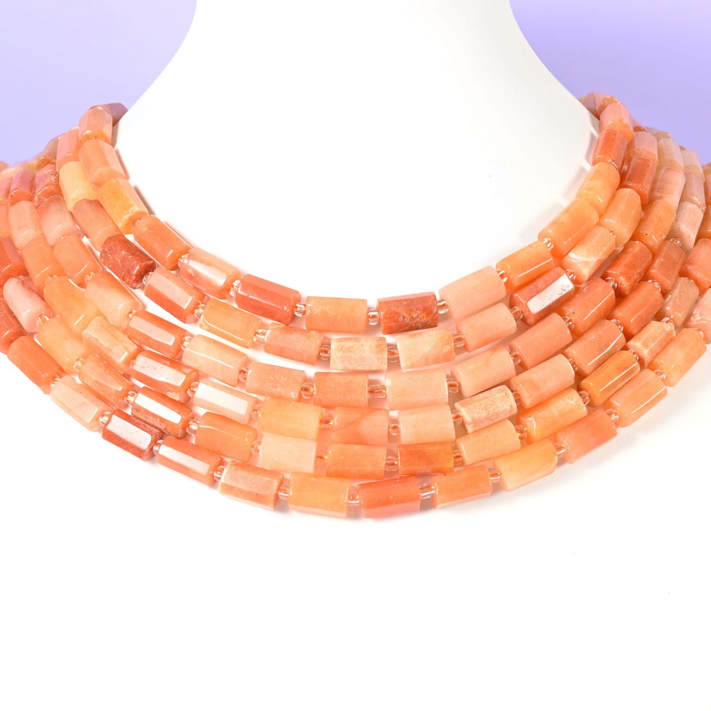 Red Aventurine beads, faceted tube, 11x6mm