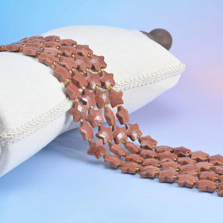 Gold Sandstone 5 Pointed Faceted Star Beads, 14mm.