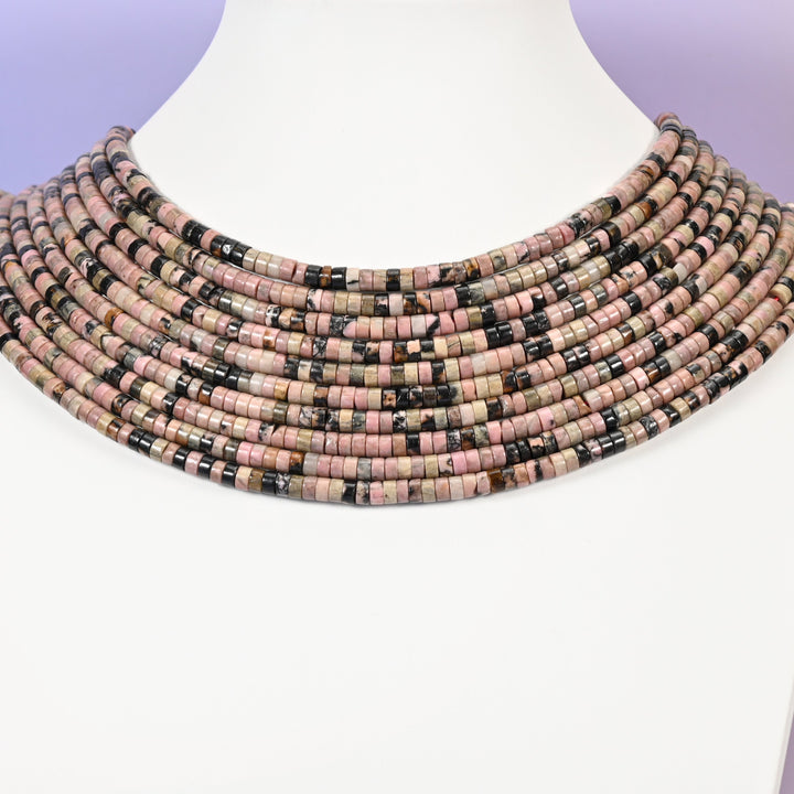 Rhodonite Smooth Heishi Disc Beads: Jewelry Making Supply, 15.5 Inch Strand