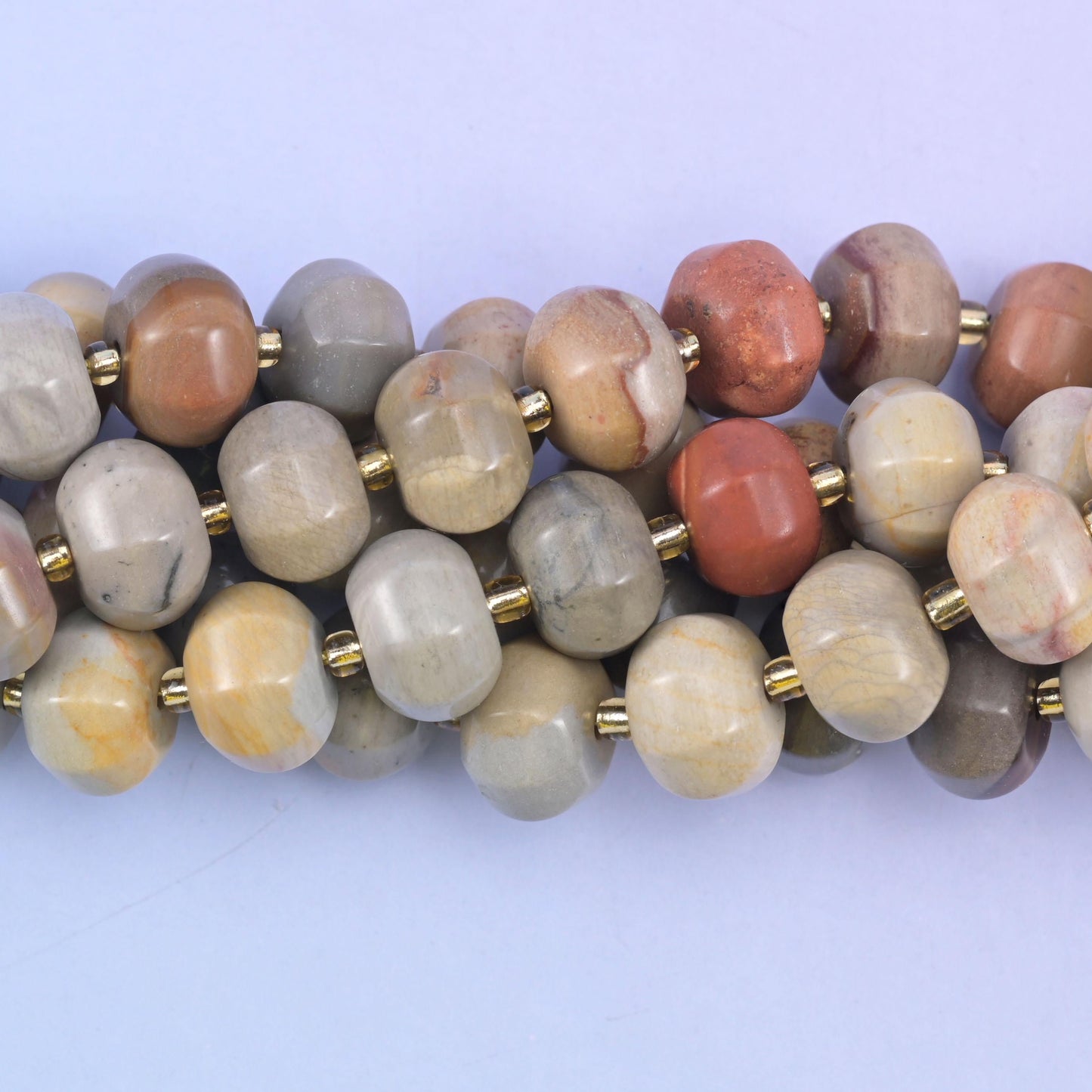 Smooth pumpkin cut American picture jasper beads