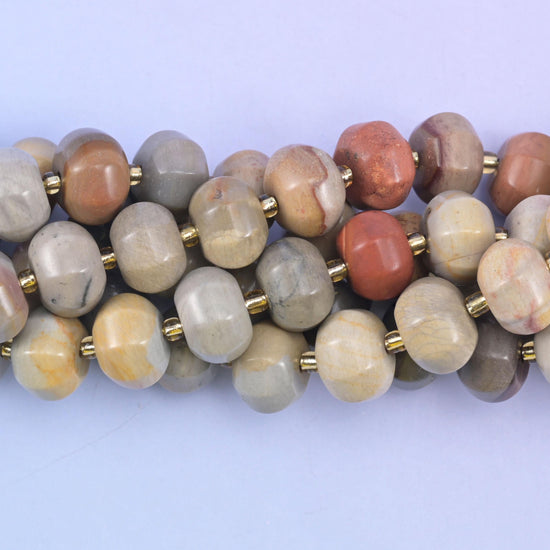 Smooth pumpkin cut American picture jasper beads