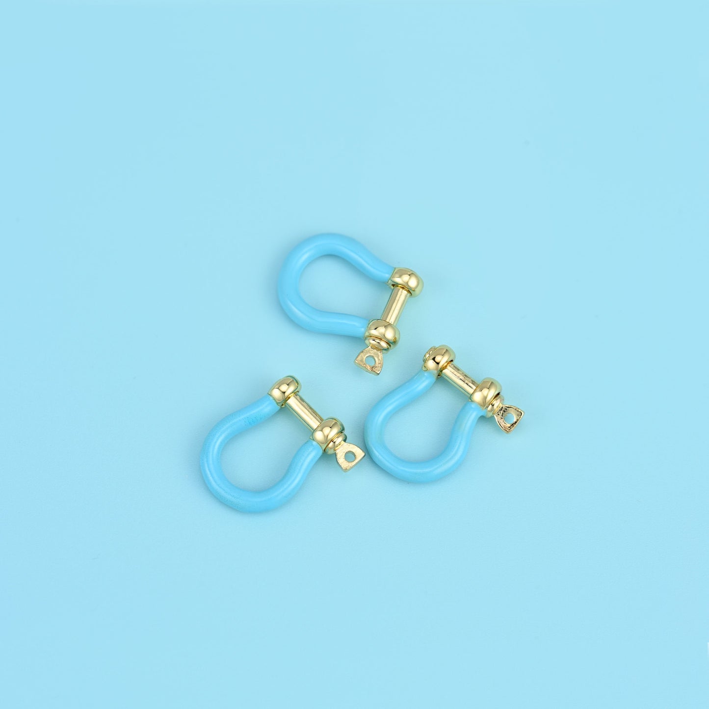 18K Gold Filled Horse Shoe Screw Clasp with enamel horseshoe design