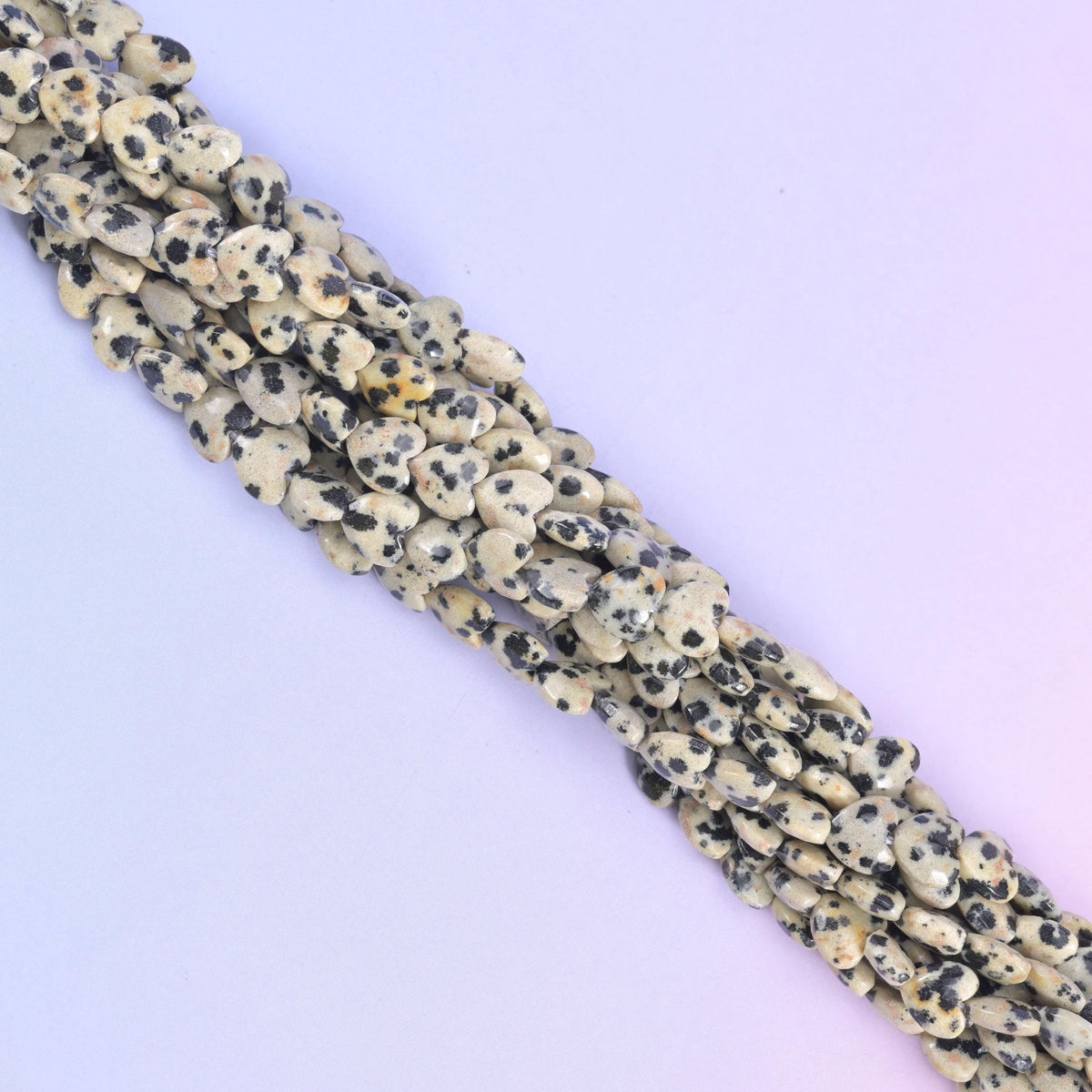 Dalmatian Jasper Heart Beads, approximately 70 beads per strand