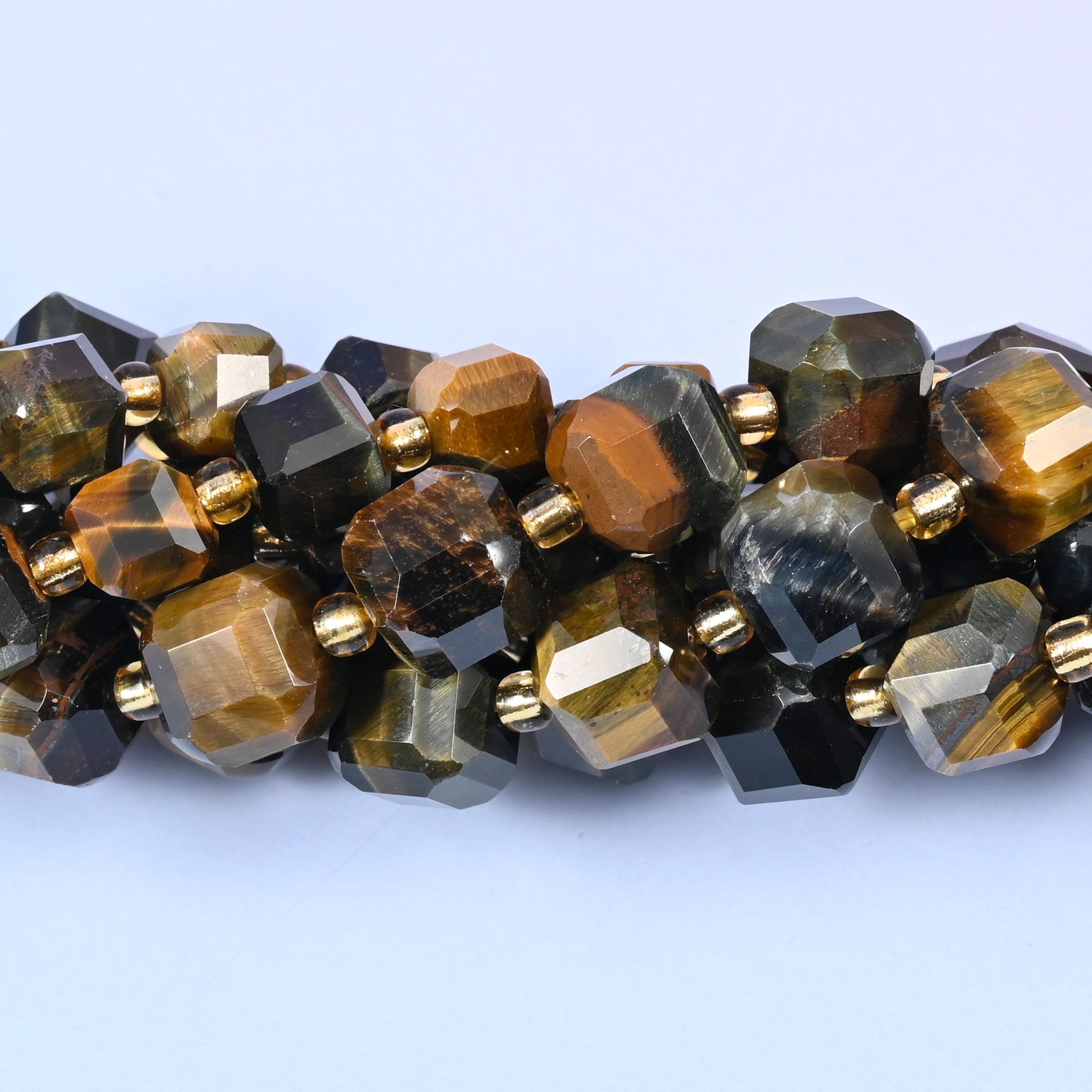 Iron Tiger Eye Faceted Cube Beads, approximately 43 beads per 15 inch strand in 6mm