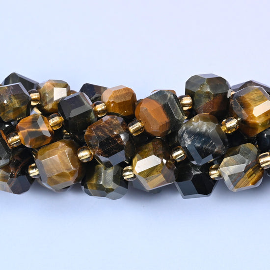 Iron Tiger Eye Faceted Cube Beads, approximately 43 beads per 15 inch strand in 6mm