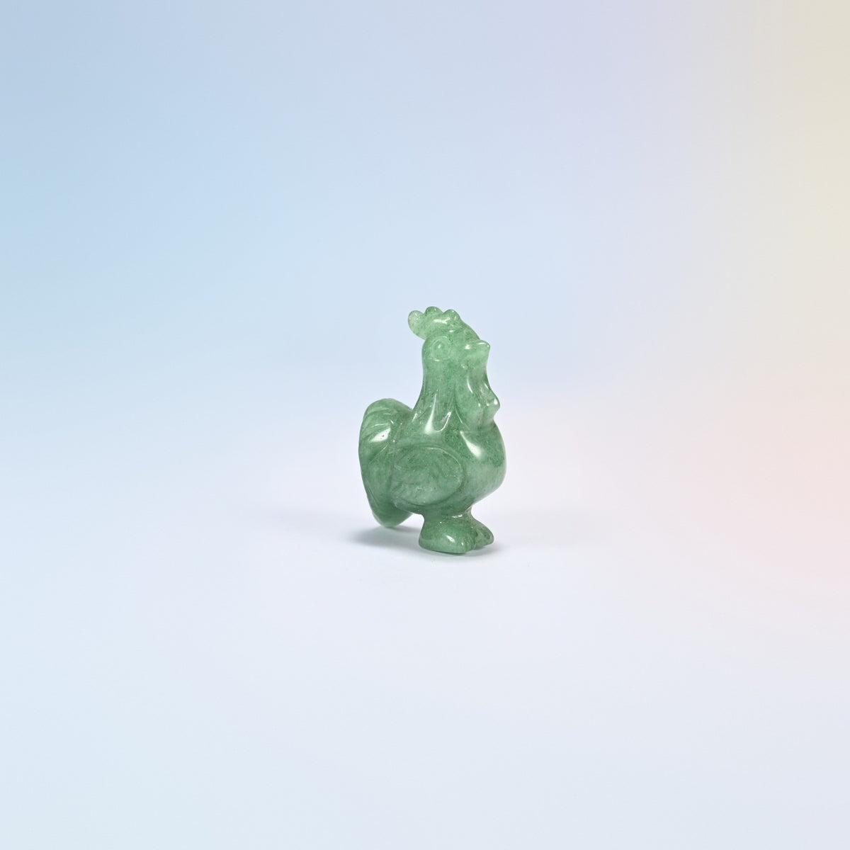 Natural green aventurine rooster crystal carving, 2 inch