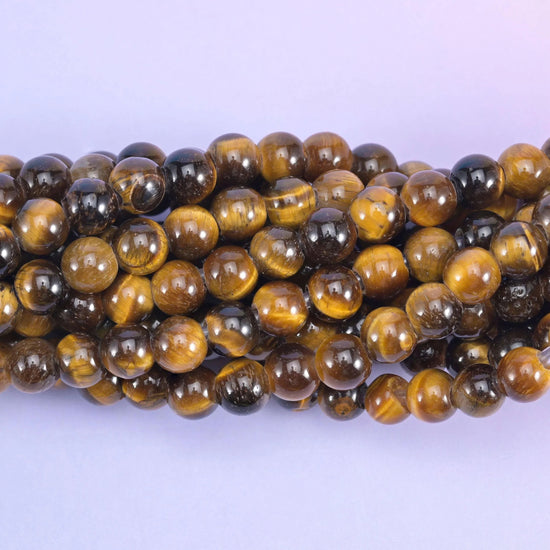 Tiger Eye Large Hole Round Beads 6mm 8mm 10mm, 8 inch half strand or 15 inch full strand