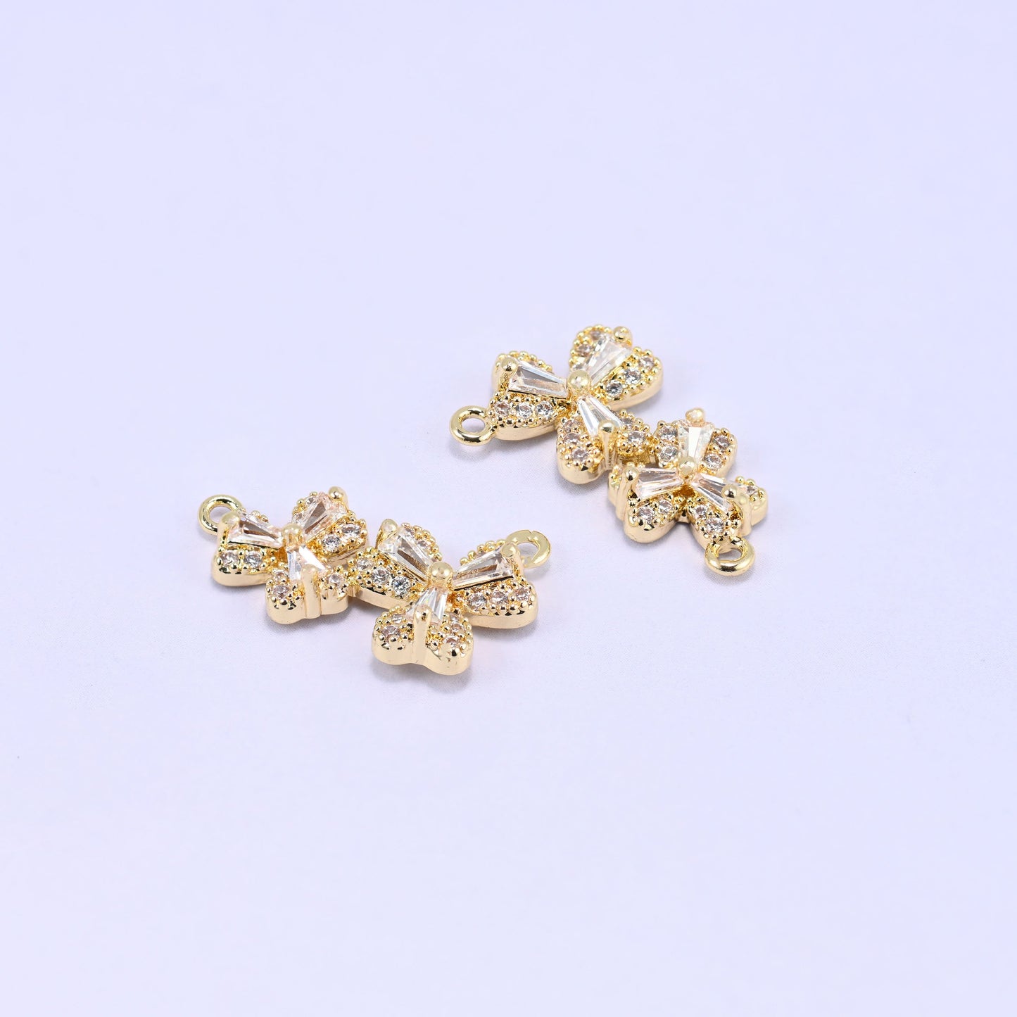 Flower Zircon Connector Pendants: 18K Gold Plated, Jewelry Making Supply