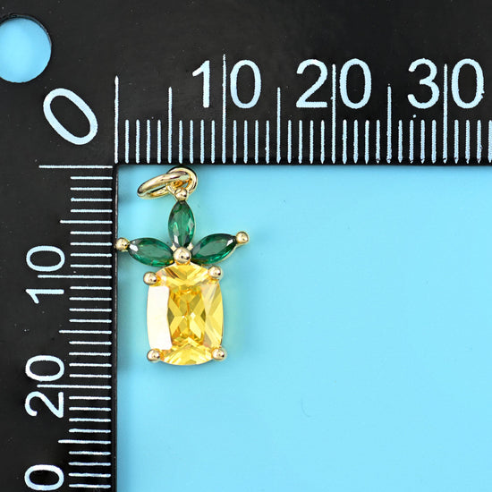 Zircon Pineapple Charm, 18x12.55mm, sold per piece