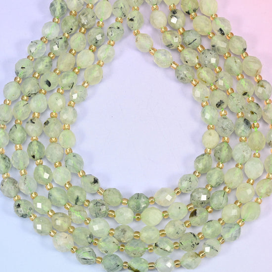 Prehnite rice barrel beads, 1.0mm hole