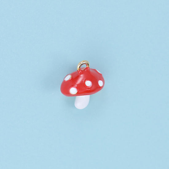 Brass, 18K gold filled, beads, mushroom, 14 x 12mm