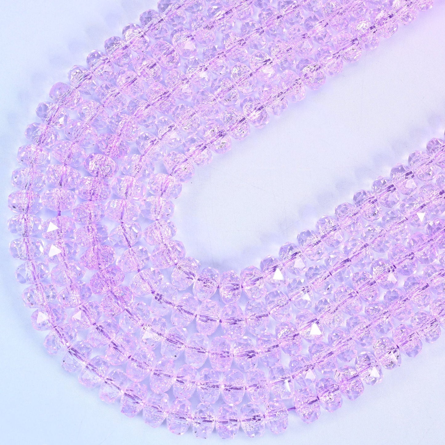 Transparent Purple Faceted Rondelle Glass Beads, 15 inch strand