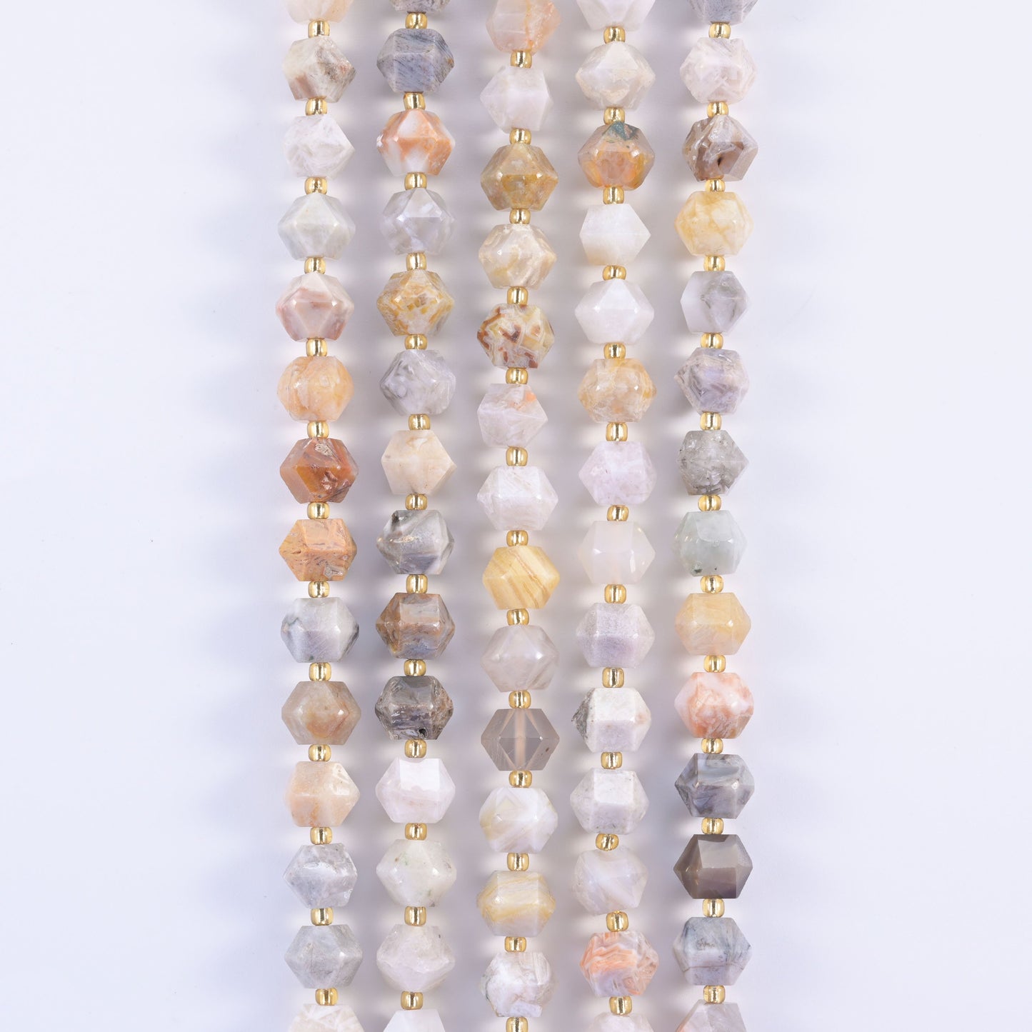 Diamond Rhombus Gemstone Beads, stone options include African Bloodstone and Firework Jasper.