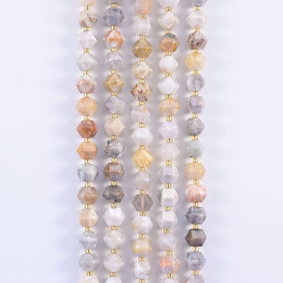 Diamond Rhombus Gemstone Beads, stone options include African Bloodstone and Firework Jasper.