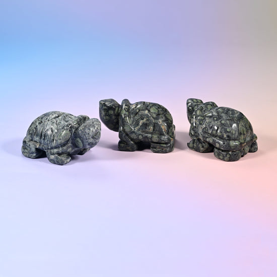 Gemstone turtle carving for shelf, desk or collection display