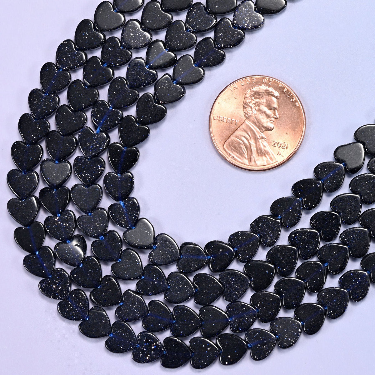 Flat heart cut blue sandstone beads