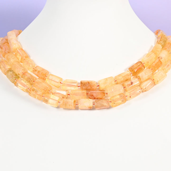 Citrine beads, faceted tube cylinder, 12 x 8mm (size varies slightly bead to bead)