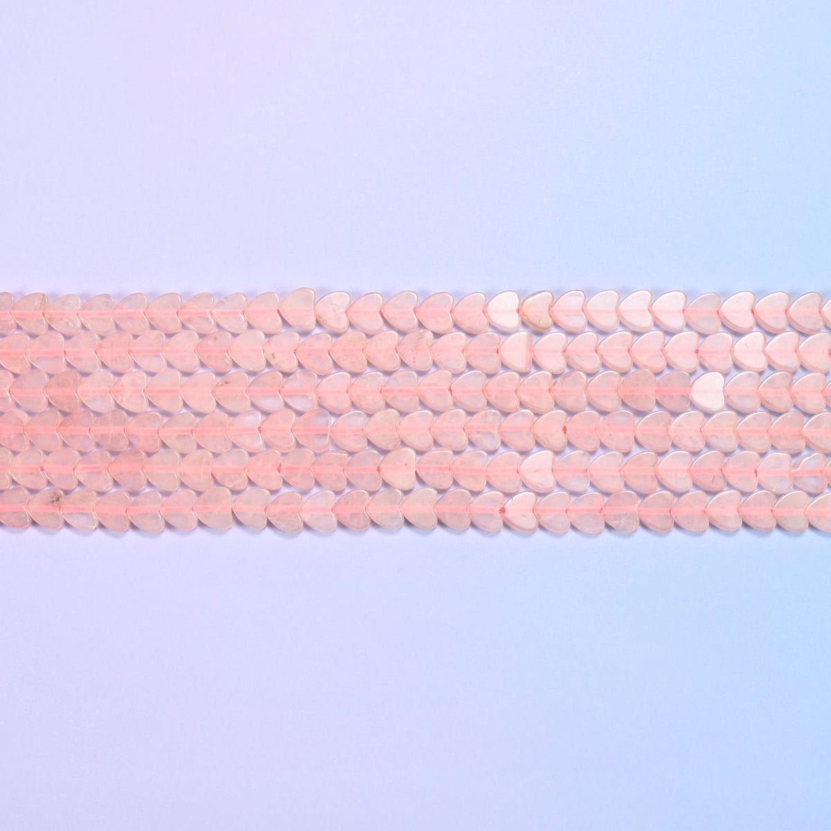 Rose Quartz Flat Heart Beads in soft powdery blush pink