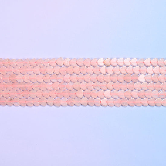 Rose Quartz Flat Heart Beads in soft powdery blush pink