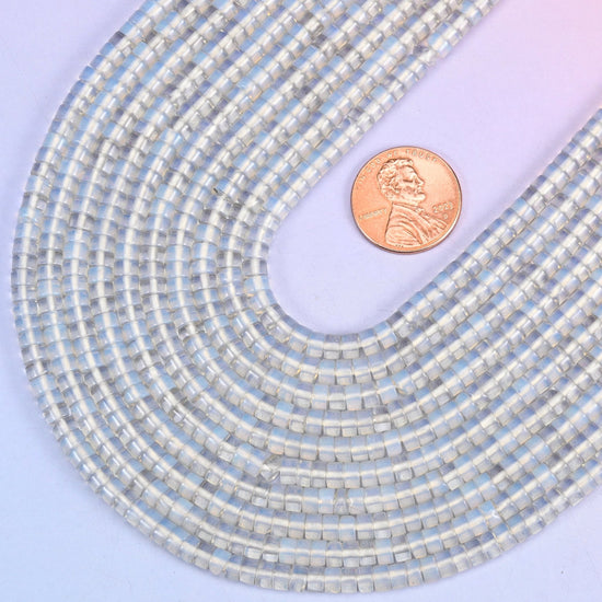 Smooth heishi disc cut Opalite man-made glass beads