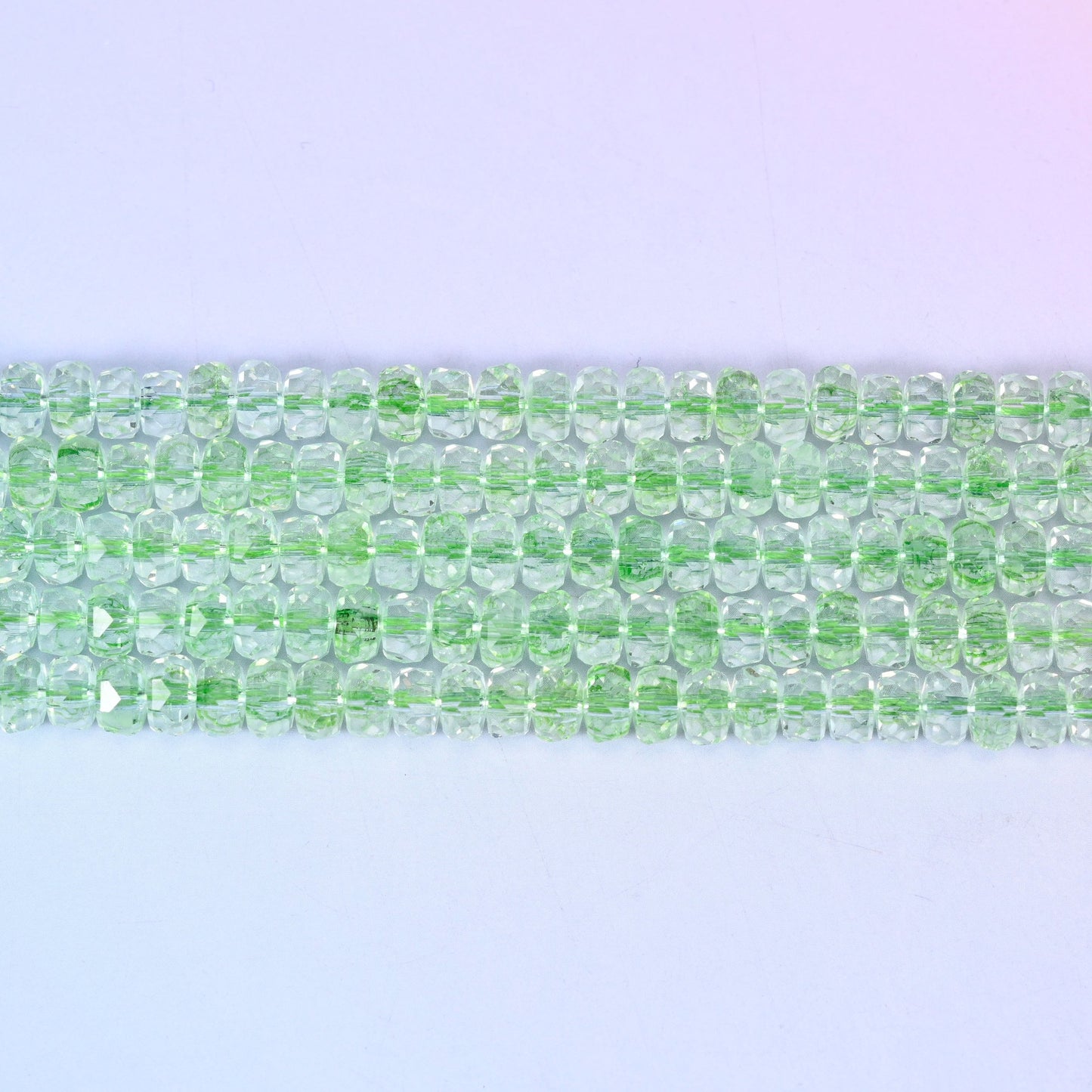 Transparent Green Faceted Rondelle Glass Beads