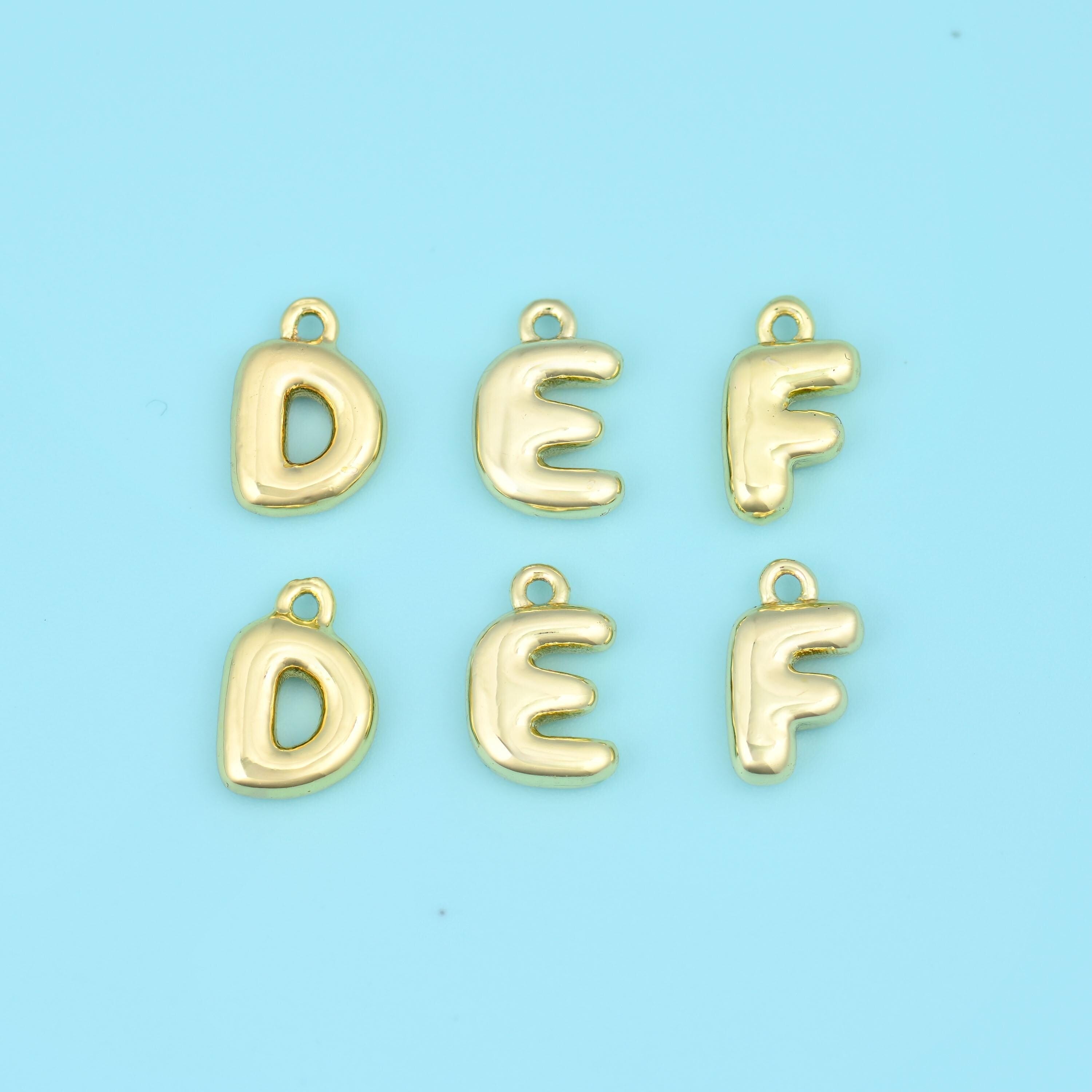 18K Gold Filled Puffy Balloon Letter A-Z Initial Charm Pendant, 1 Piece