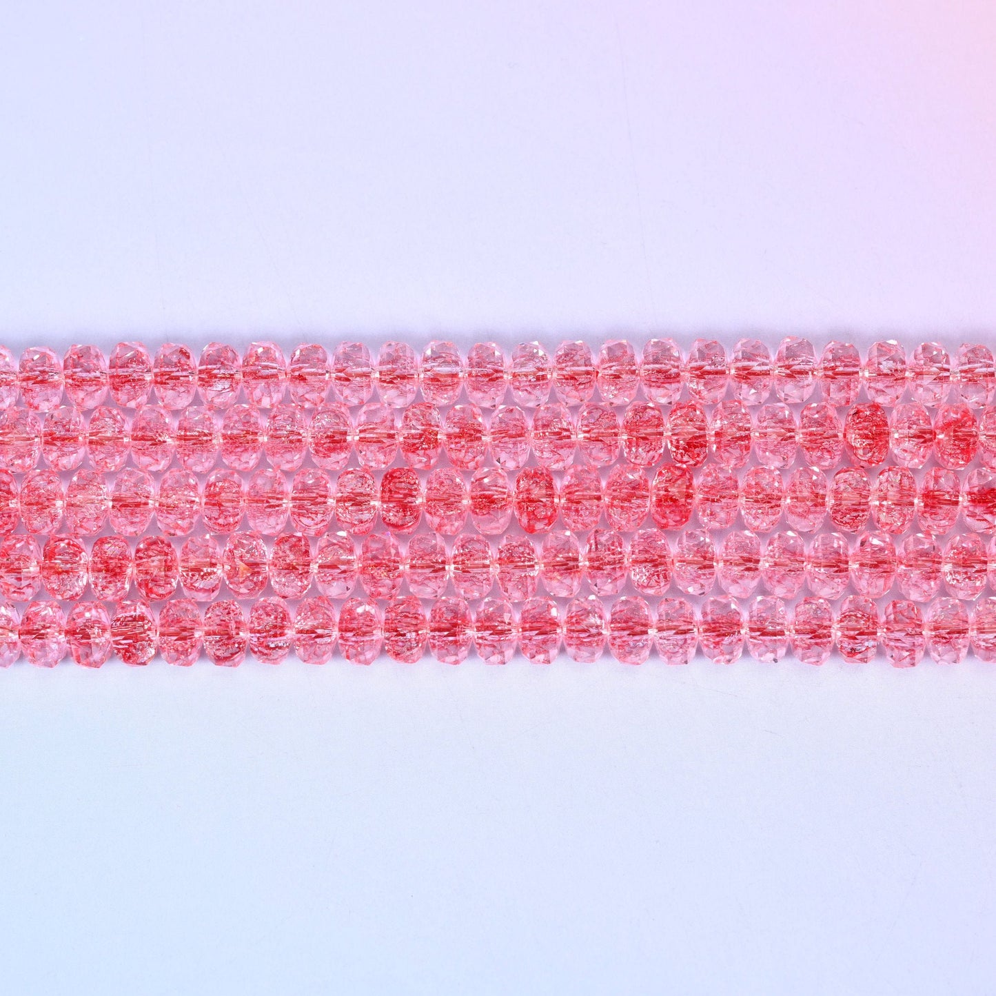 Transparent Red Faceted Rondelle Glass Beads in watermelon red
