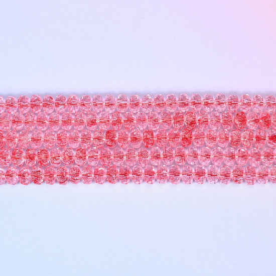 Transparent Red Faceted Rondelle Glass Beads in watermelon red