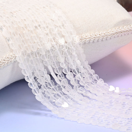 Clear Quartz Flat Heart Beads 6mm