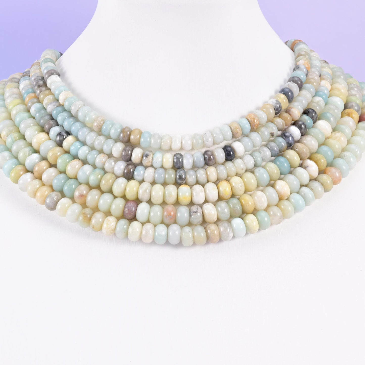 Amazonite beads, rondelle shape, 4x6mm and 5x8mm