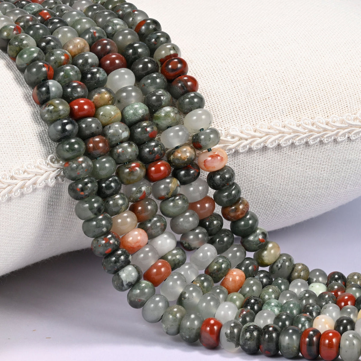African Bloodstone Rondelle Beads 5x8mm 6x10mm