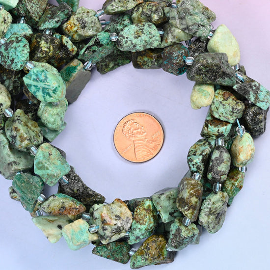 African Howlite Irregular Freeform Nugget Beads: Jewelry Making 15.5" Strand