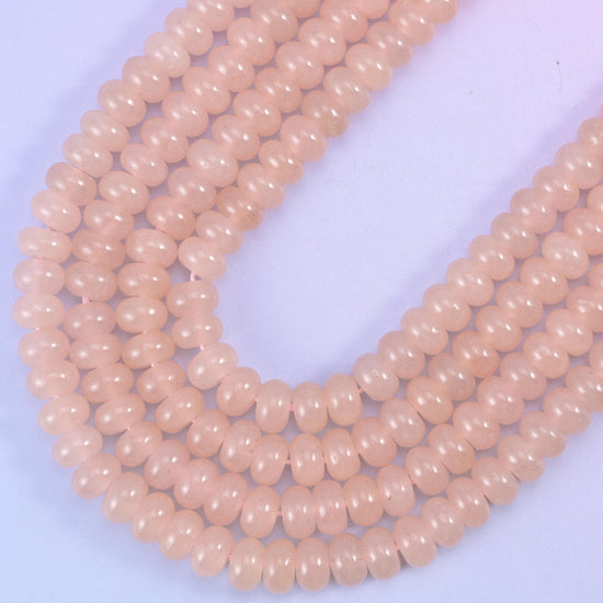 Soft Pink Dyed Jade rondelle beads, centre drilled 1.0mm hole