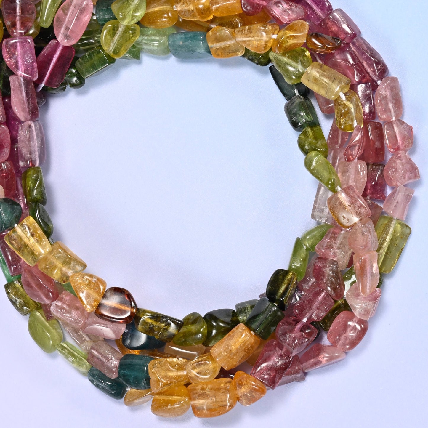 Tourmaline Irregular Freeform Nugget Beads, translucent chips in watermelon pink, olive and grass green, honey gold, deep teal and near-clear