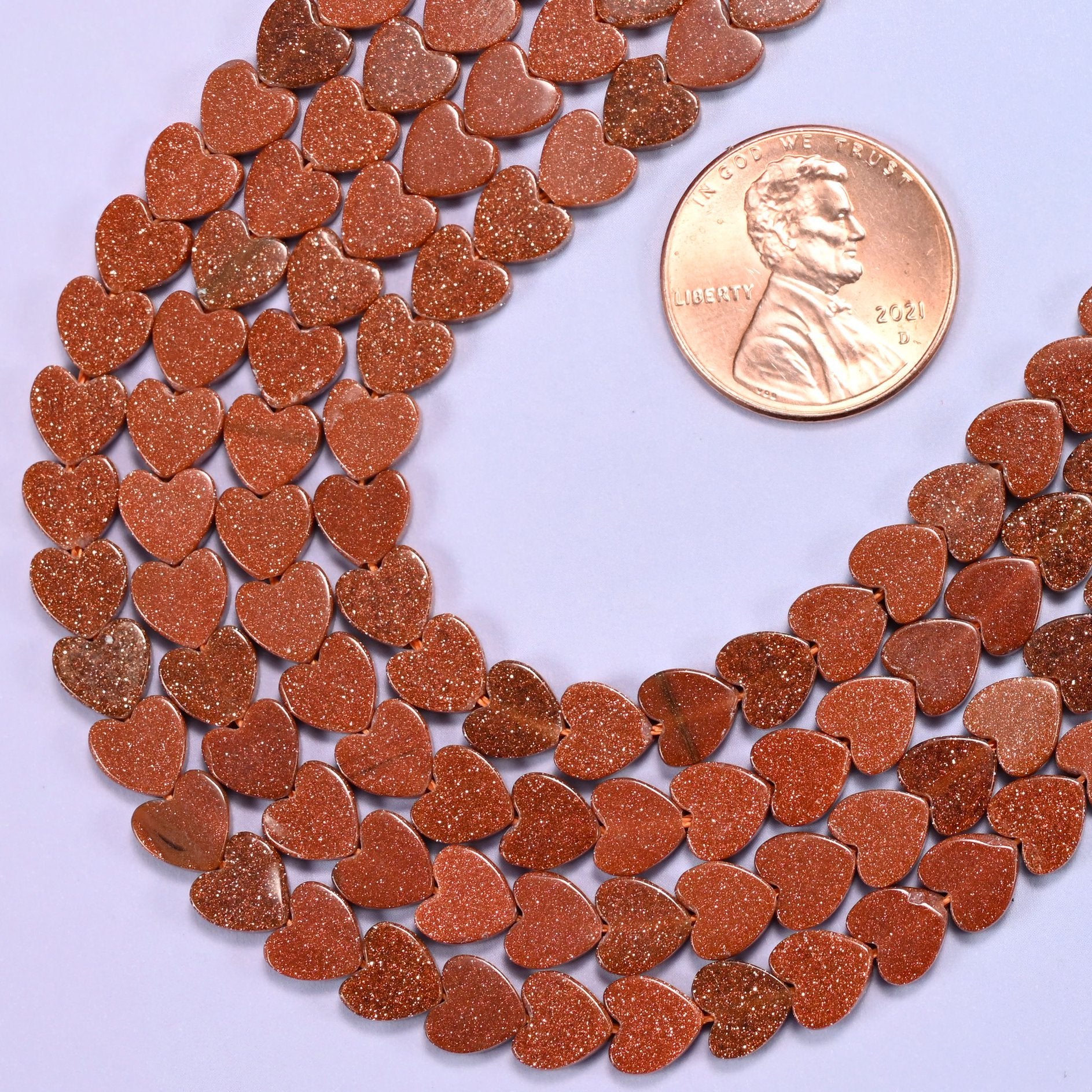 Gold Sandstone Flat Heart Beads, 15 inch strand