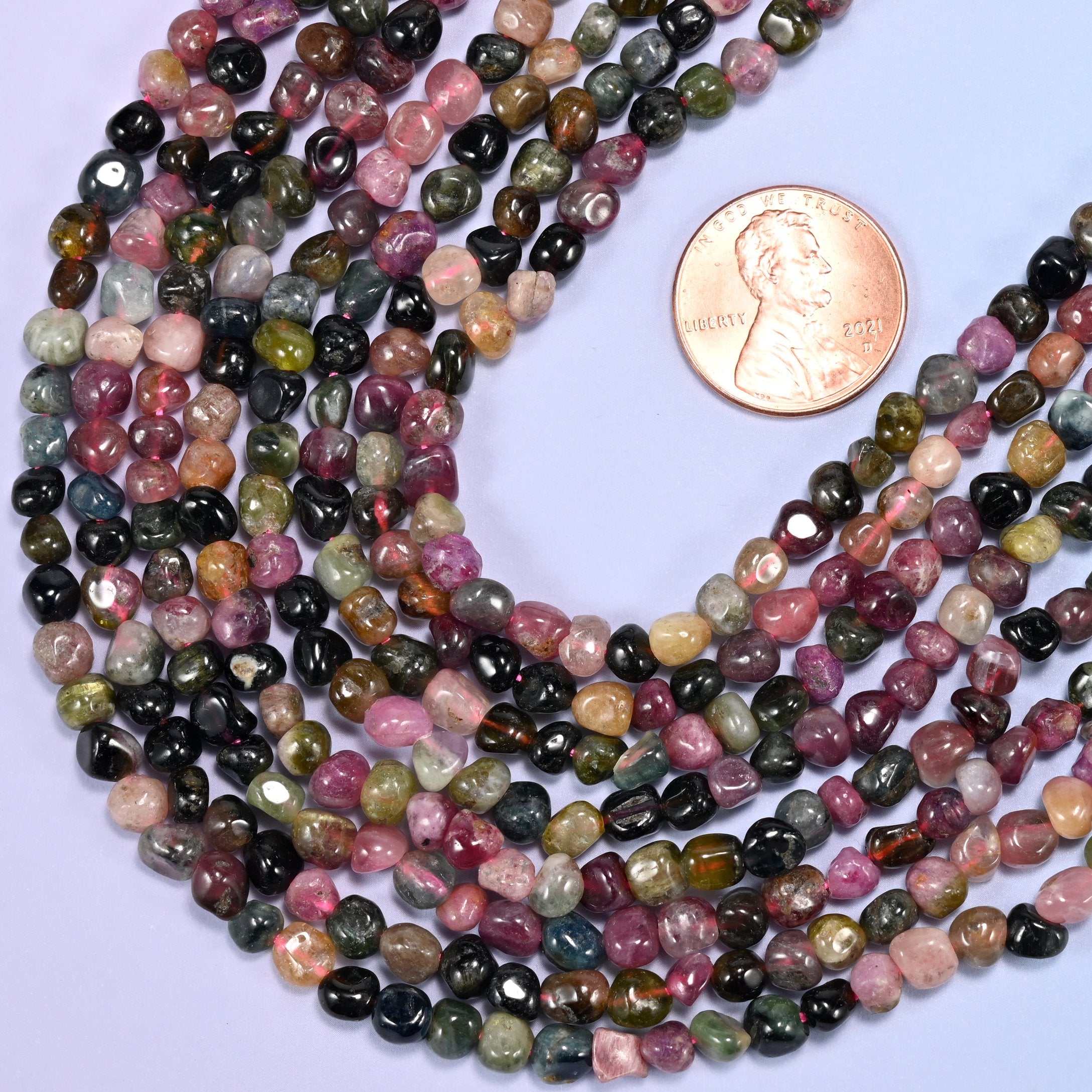 Colorful Tourmaline Tiny Nugget Beads: Jewelry Making 15.5" Strand