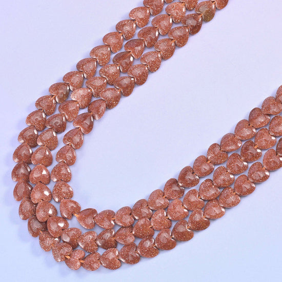 Puffed heart cut Gold Sandstone beads