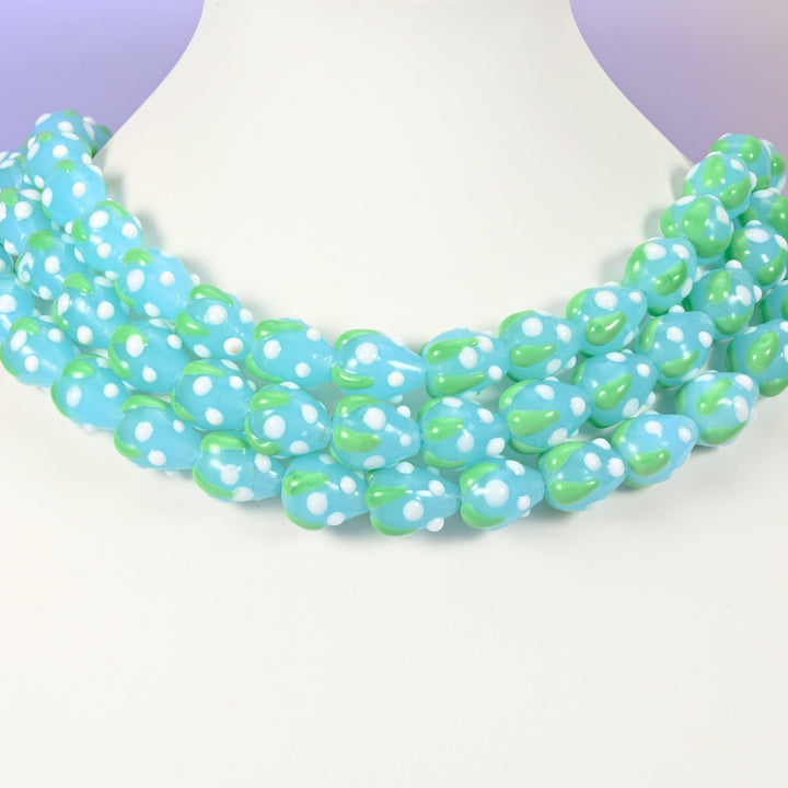 Glass beads, strawberry, Approximately 15.5x12mm
