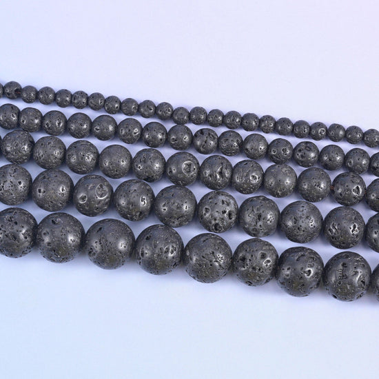 Lava Rock Beads for Jewelry Making – Smooth Round Strands