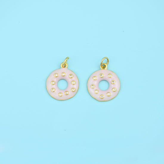 18K Gold Filled Enamel Donut Charm 17x14mm, 1 Piece
