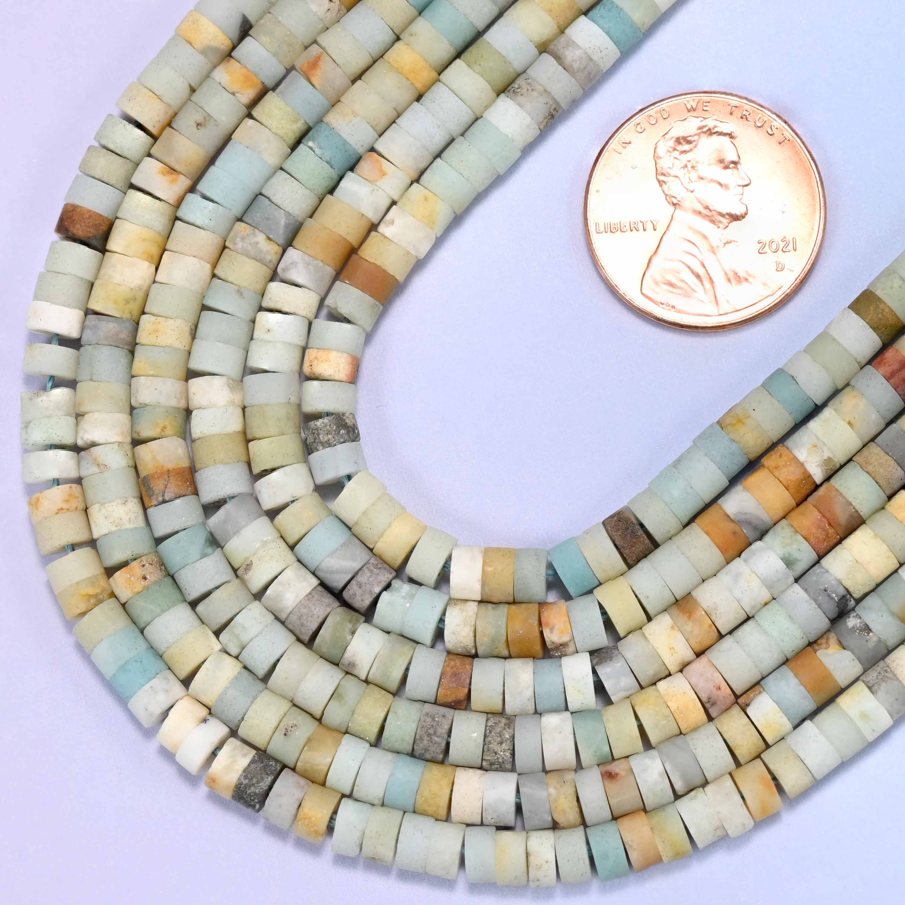Matte Multicolor Amazonite Heishi Disc Beads: Jewelry Making Supply, 15 Inch Strand