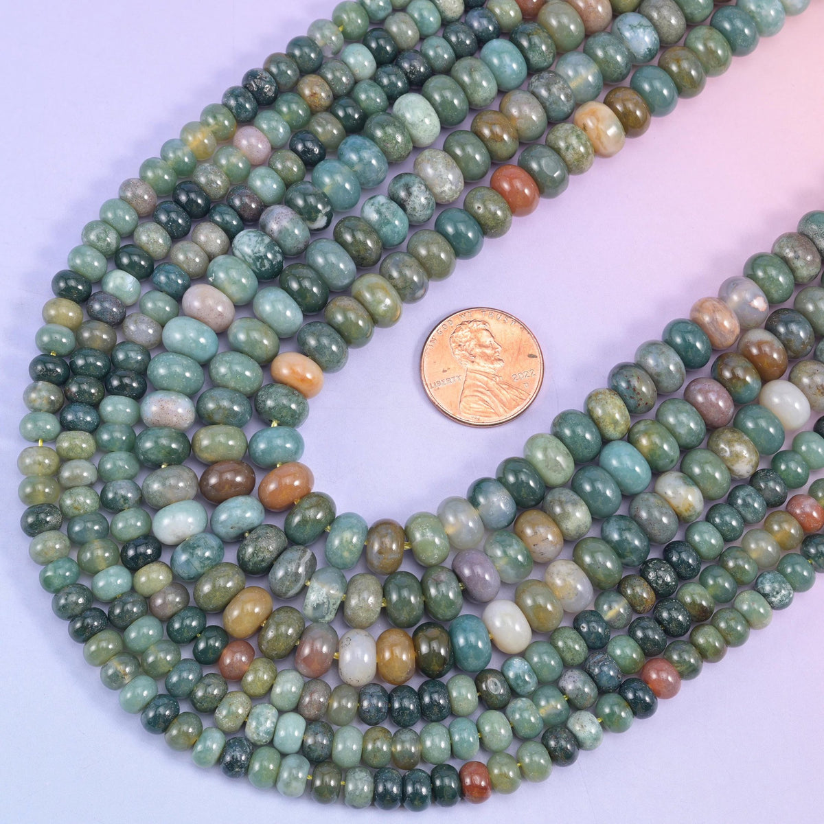 Indian Agate smooth rondelle beads, 15.5 inch strand