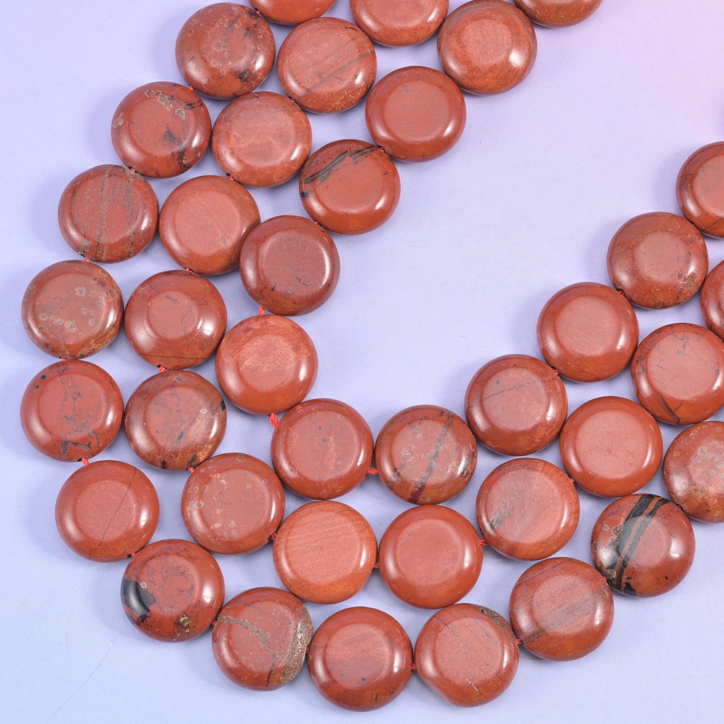 Natural Red Jasper smooth coin beads for necklaces and bracelets