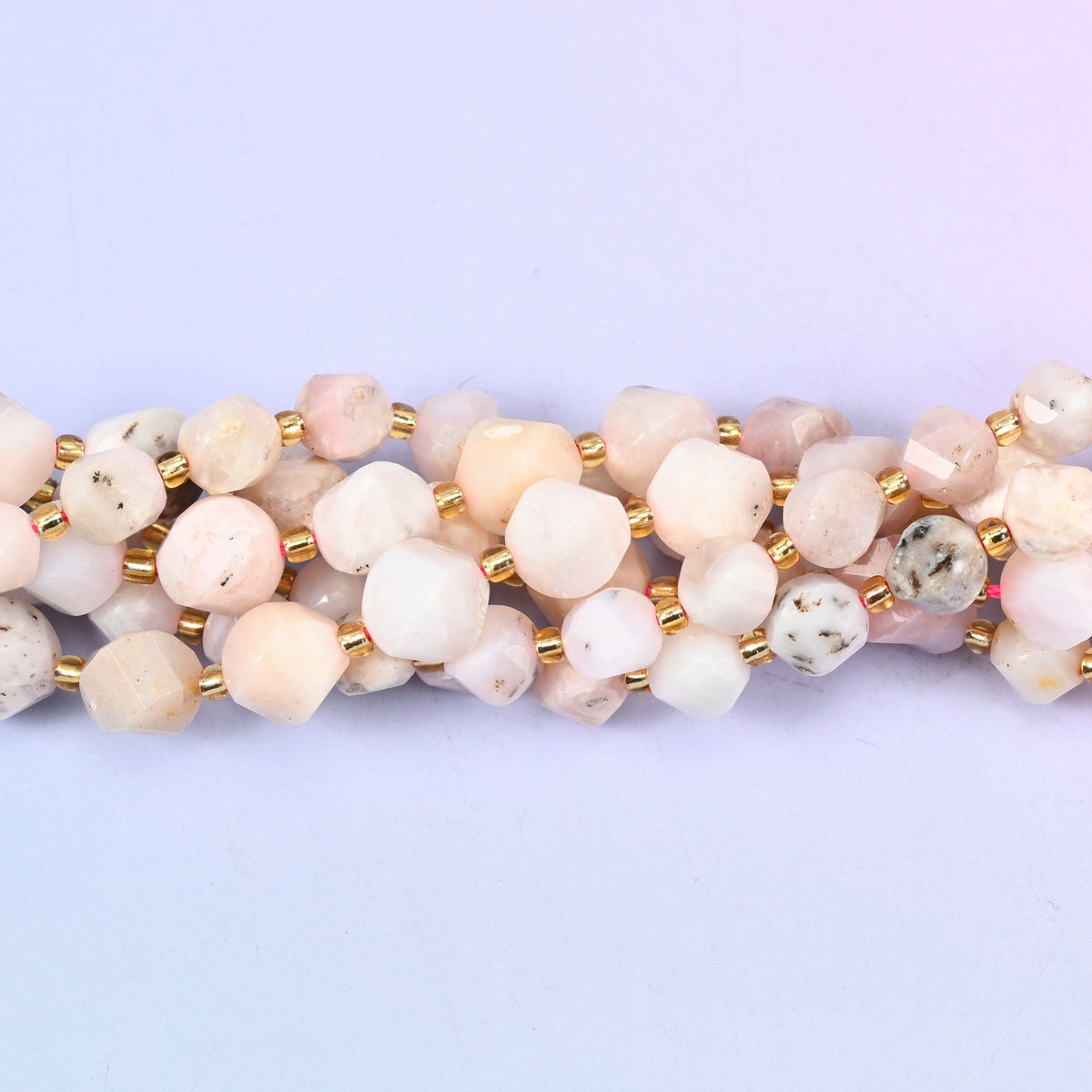 Pink Opal Faceted Spiral Twist Beads, 8mm approximately 38 beads / 10mm approximately 31 beads