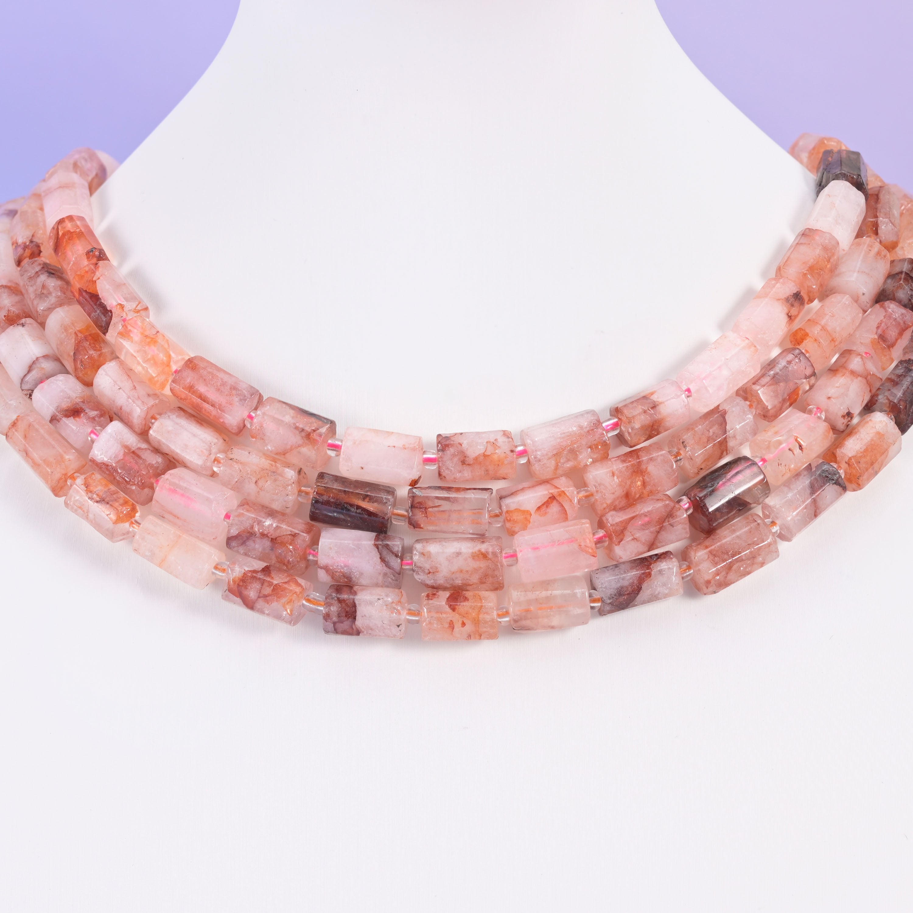 Red Hematoid beads, faceted tube, 12x8mm