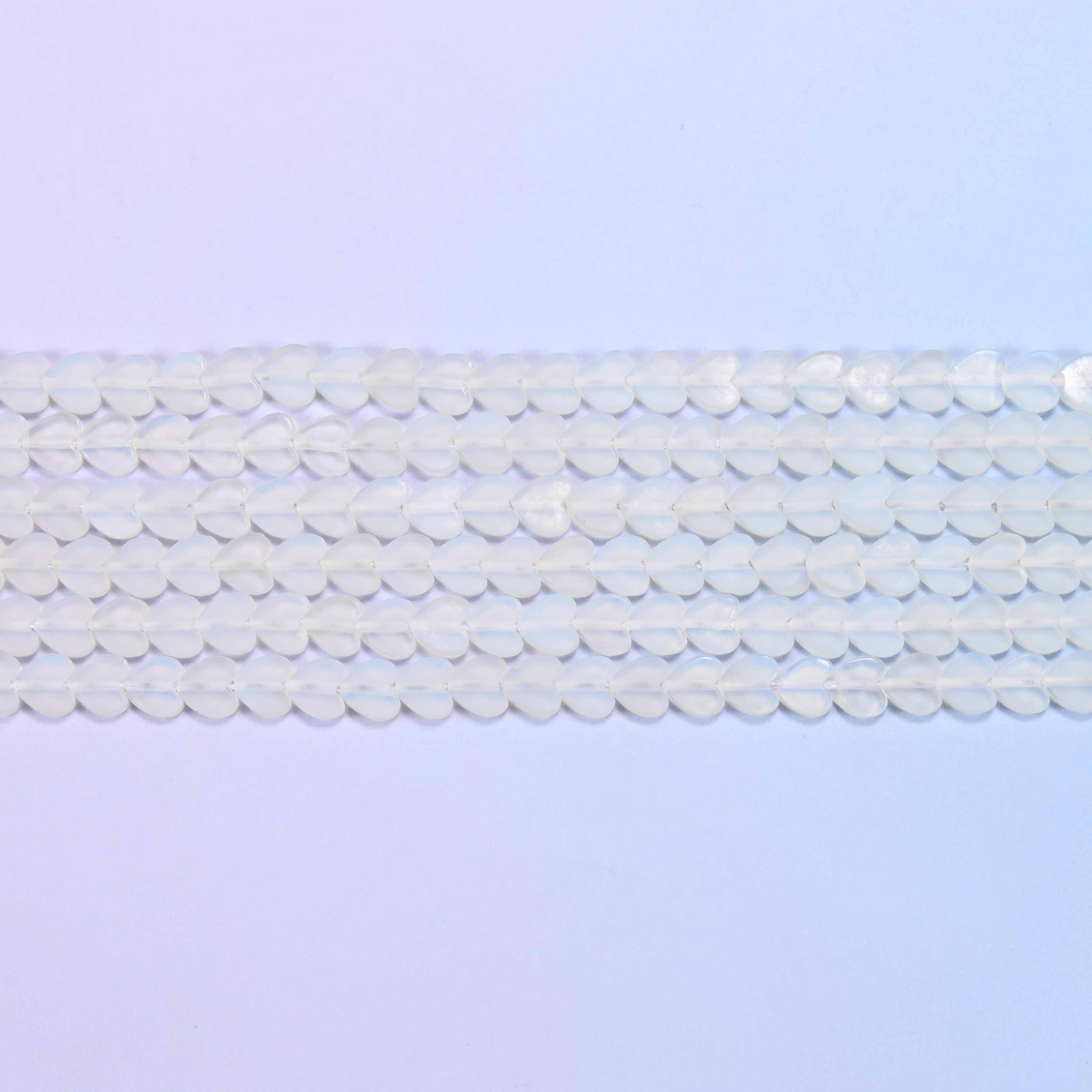 Matte Opalite Flat Heart Beads: Size 6mm, Jewelry Making, 15 Inch Strand