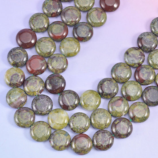 Dragon bloodstone coin beads, hole approximately 1.2mm