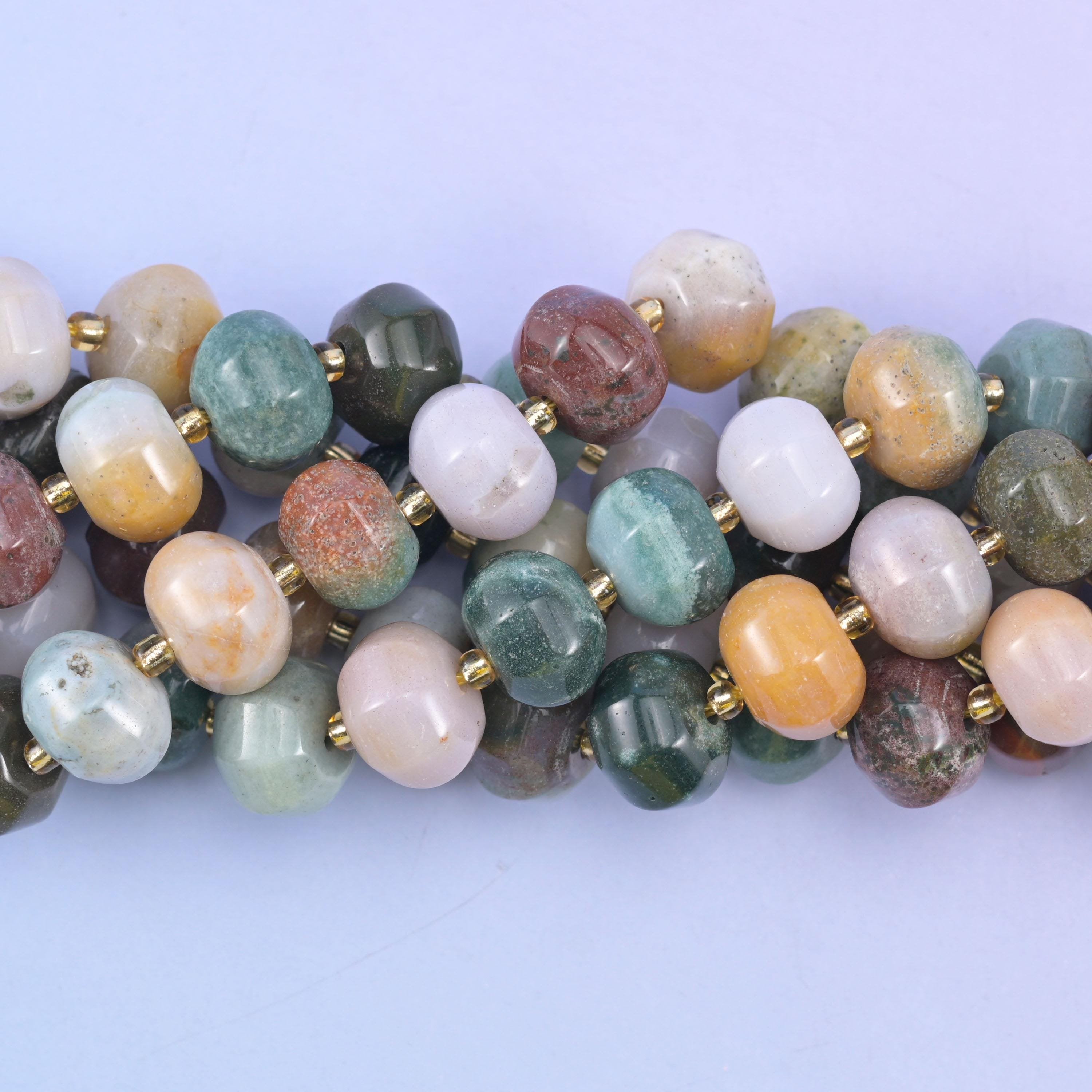 Smooth pumpkin cut Indian agate beads