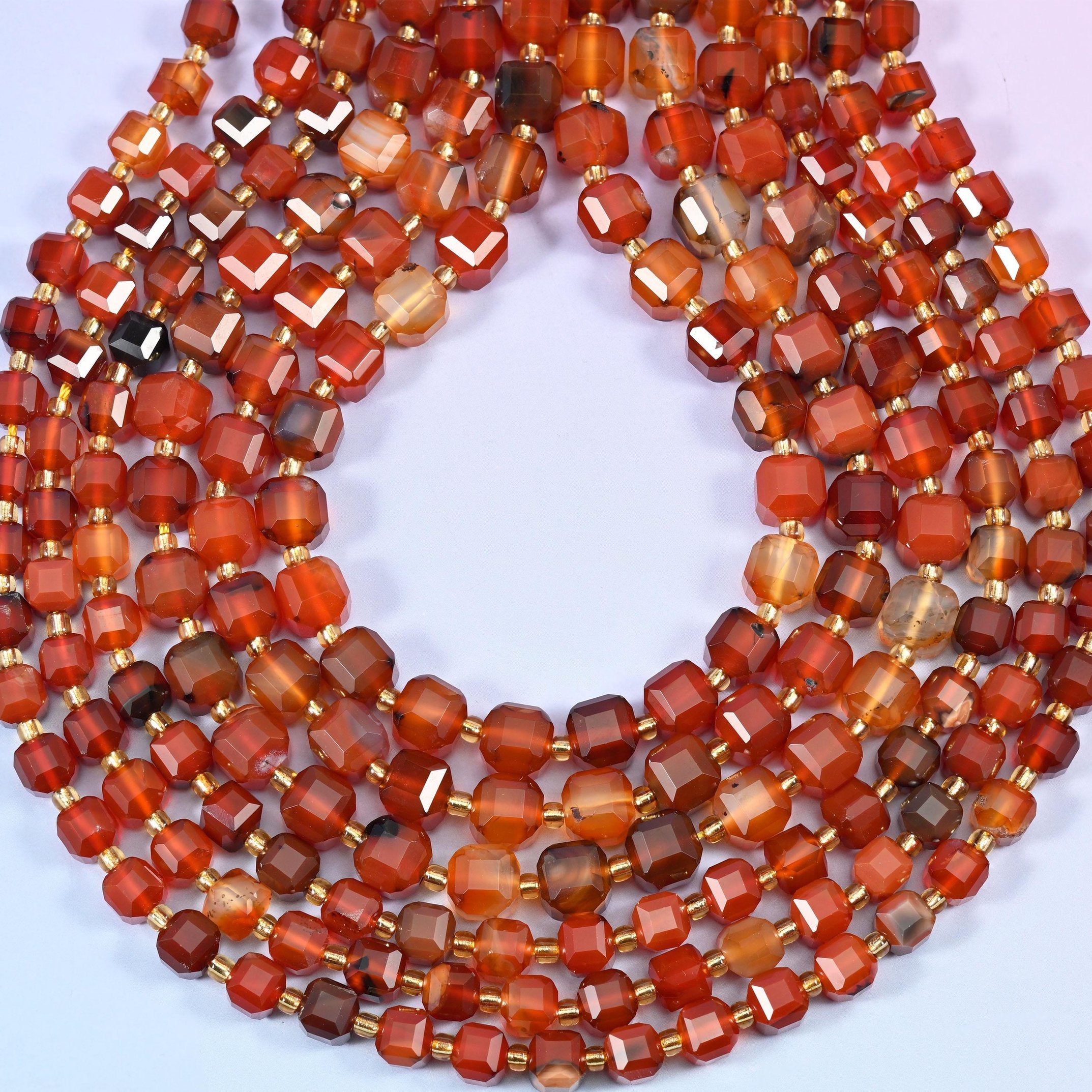 Red Agate Faceted Cube Beads, hole approximately 1.2mm