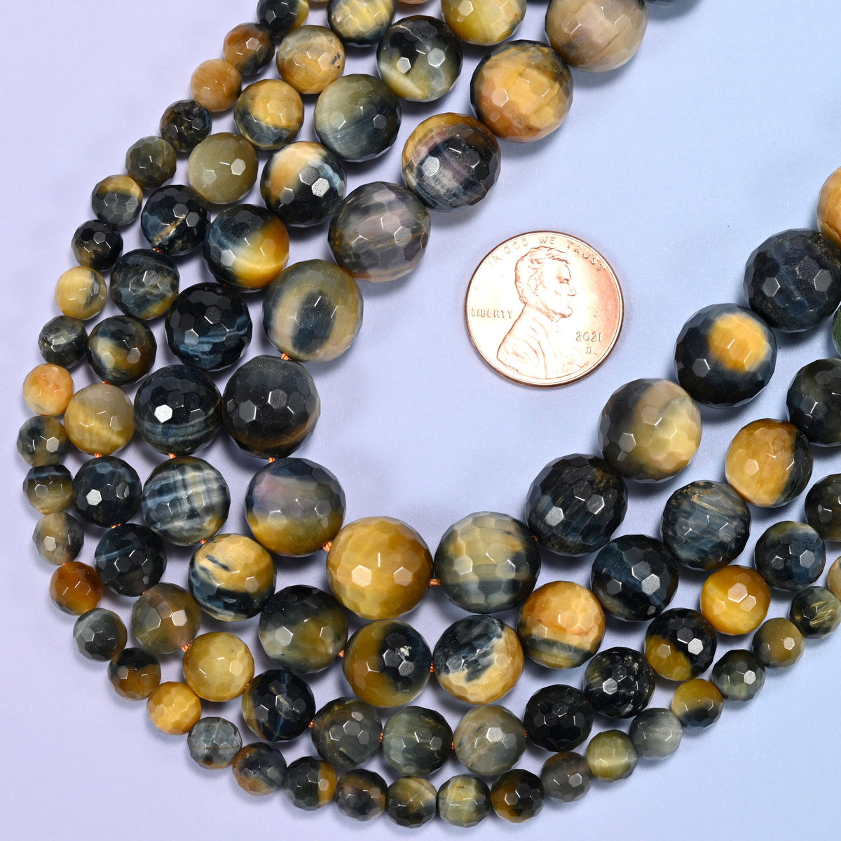 Gold Blue Dream Tiger Eye Faceted Round Beads 6mm 8mm 10mm 12mm Jewelry Making 15 Inch Strand